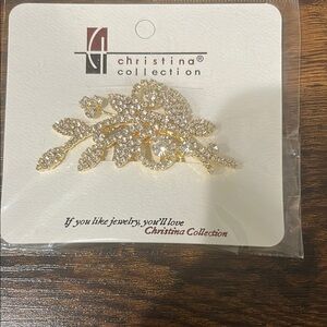 Katherine's Collection Champagne Crystal Floral Brooch